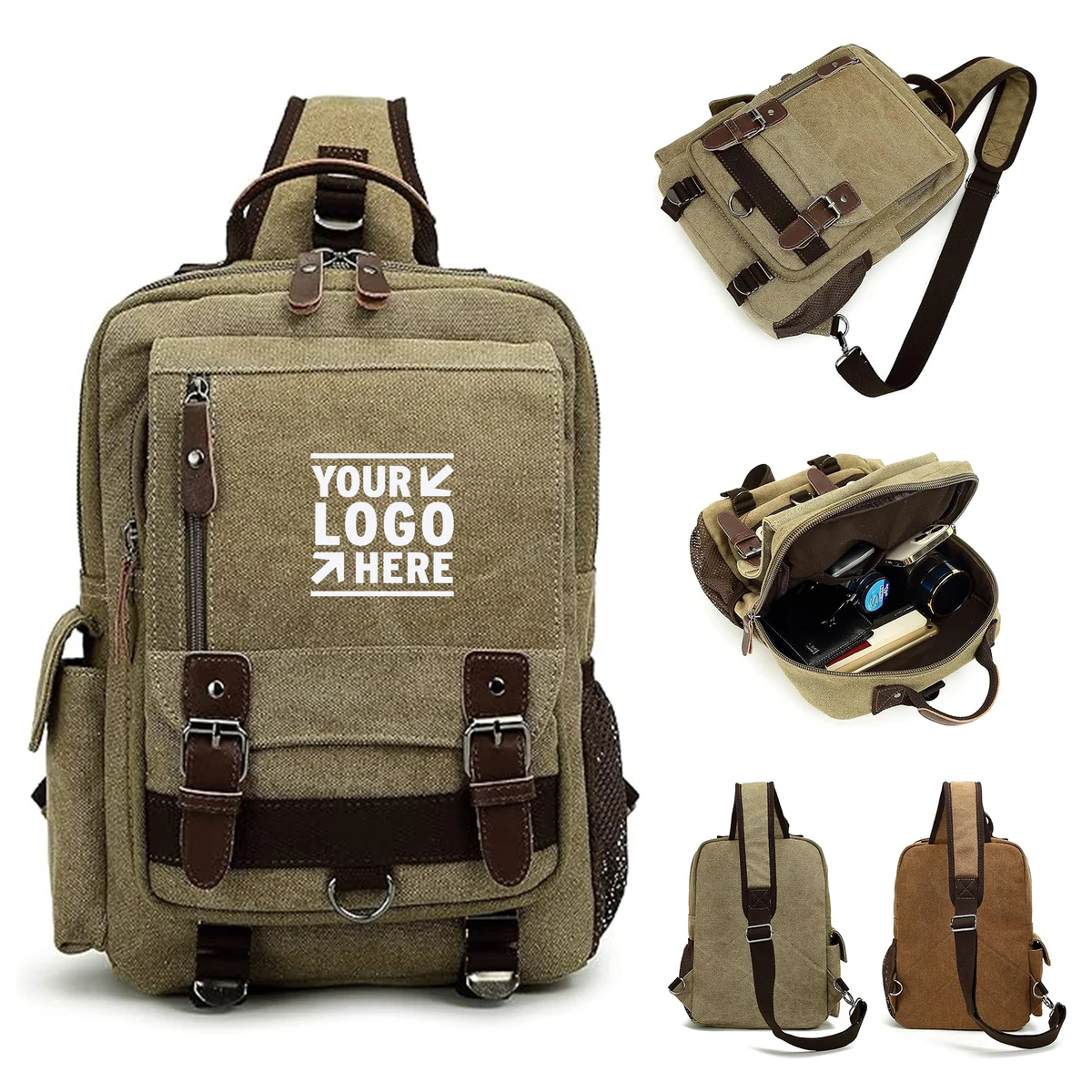 Men Women Canvas Messenger Backpack Sling Cross Body Shoulder Bag 1