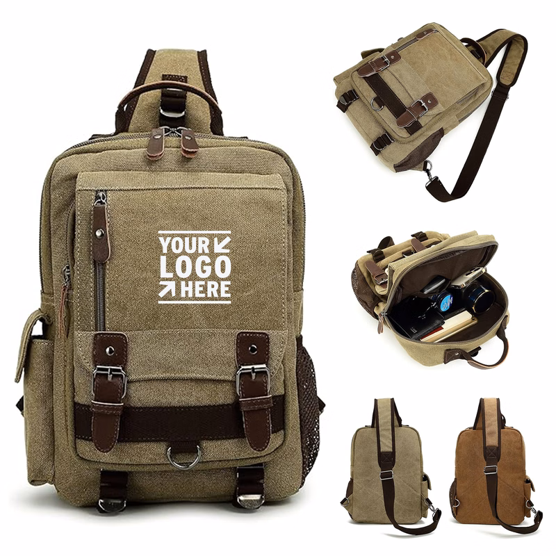 Men Women Canvas Messenger Backpack Sling Cross Body Shoulder Bag