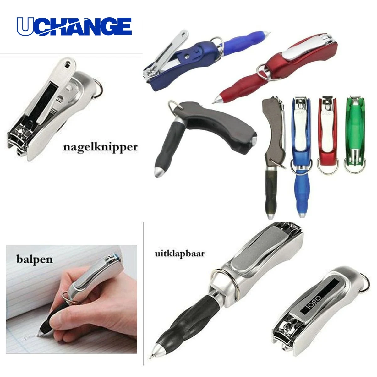Foldable Ballpoint Pen Keychain Tool with Nail Scissors 1