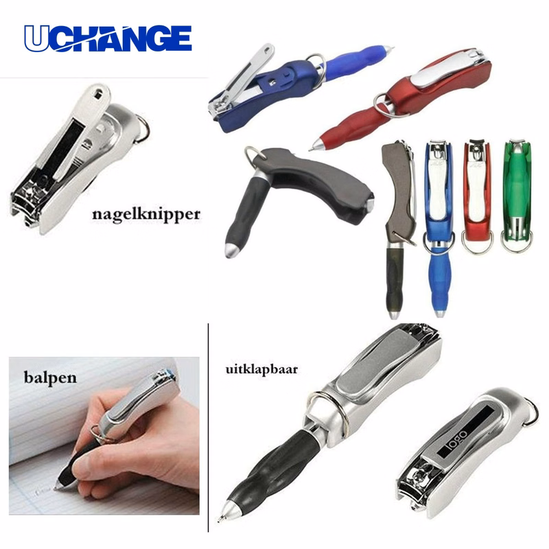 Foldable Ballpoint Pen Keychain Tool with Nail Scissors