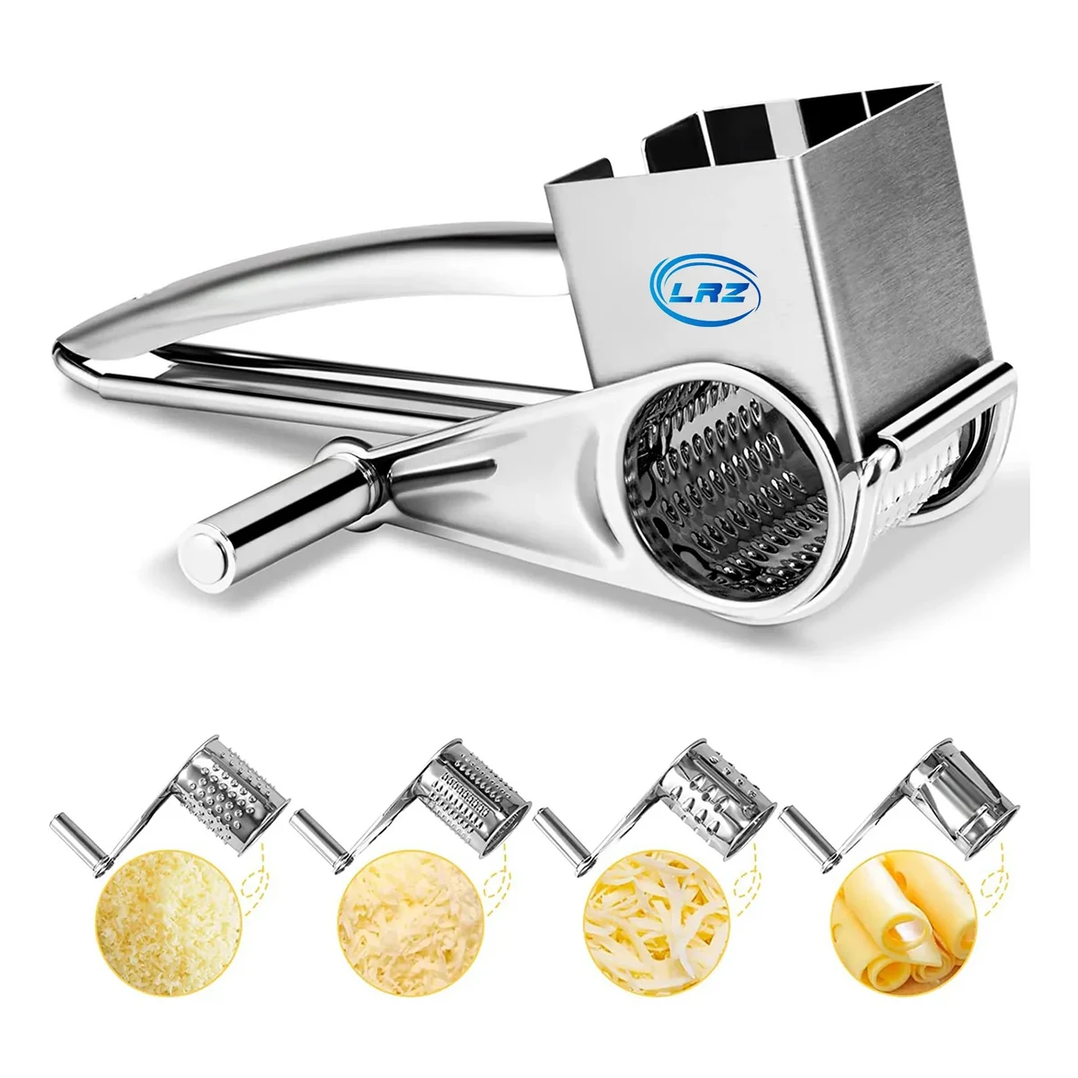 Stainless Cheese Grater ShRedder Cutter Grinder w/4 Blades 1