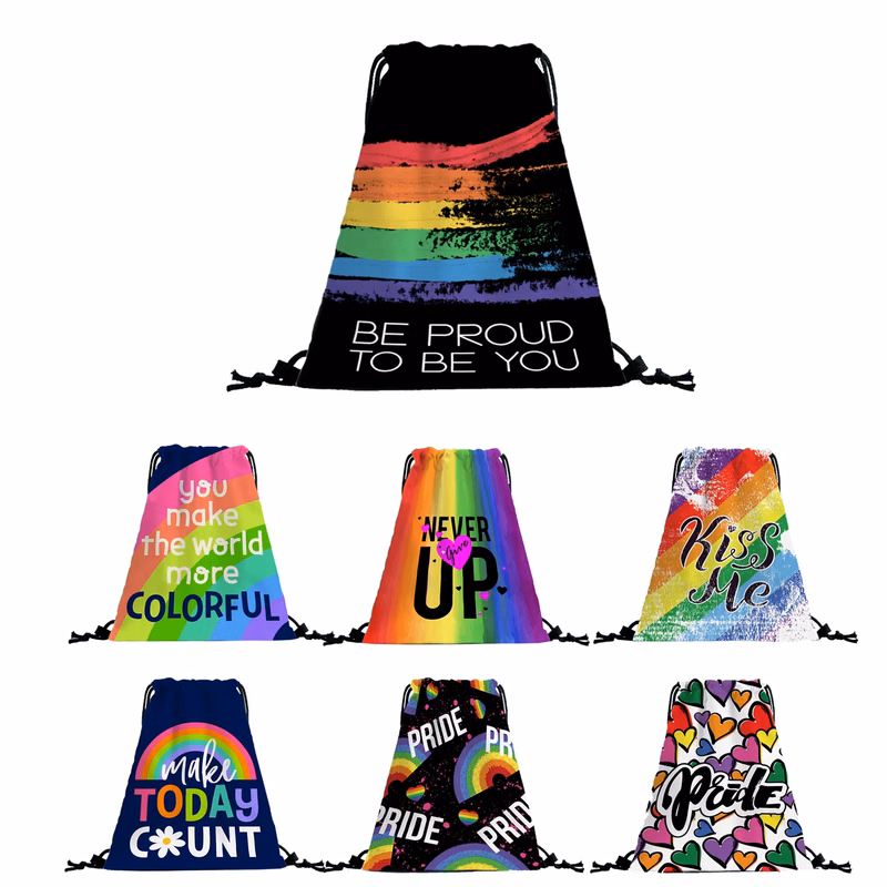 Leather Material Drawstring Backpack Pride Month Supplies