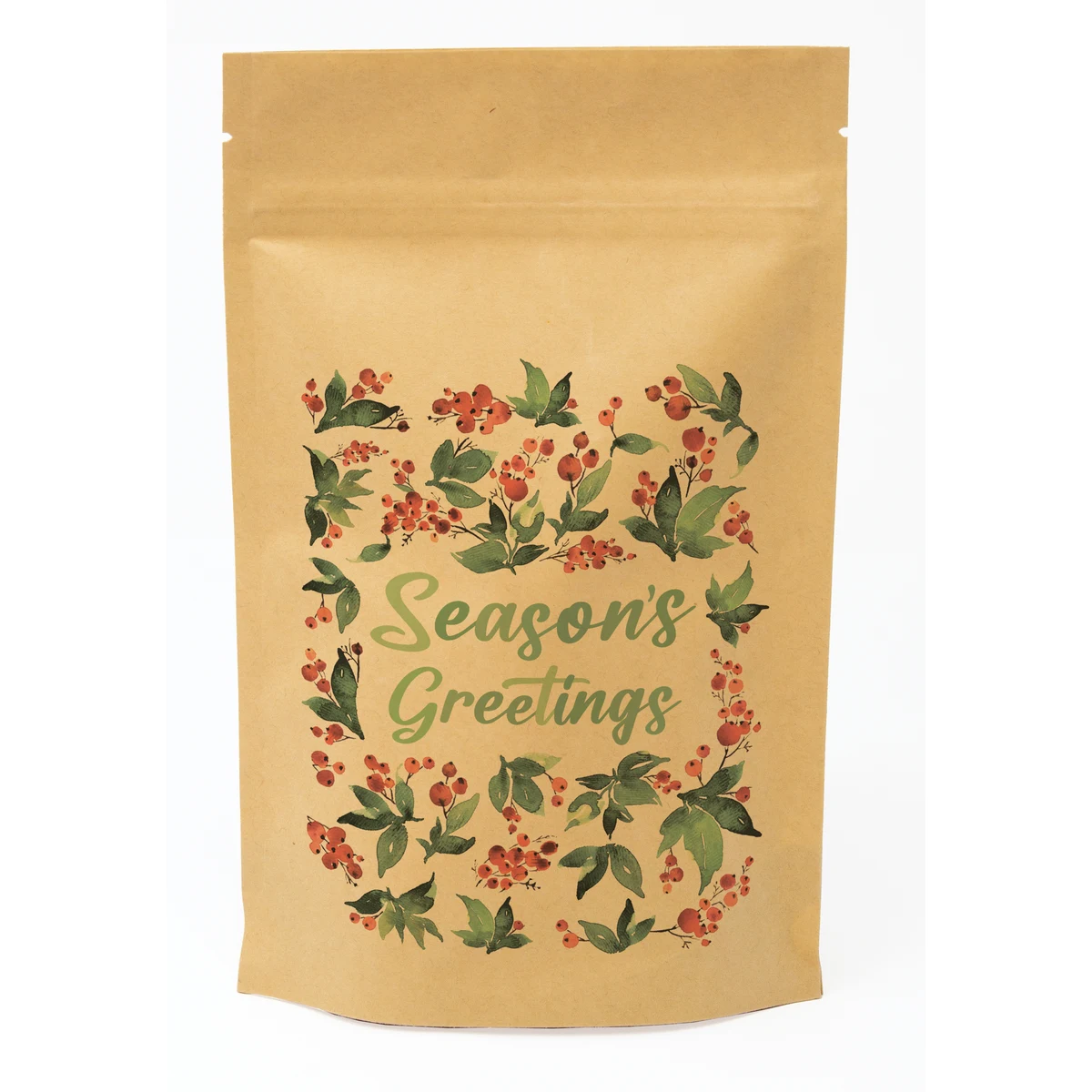 Holly Predesigned Kraft Barrier Pouch (5"W x 8"H x 2.5"D) 1