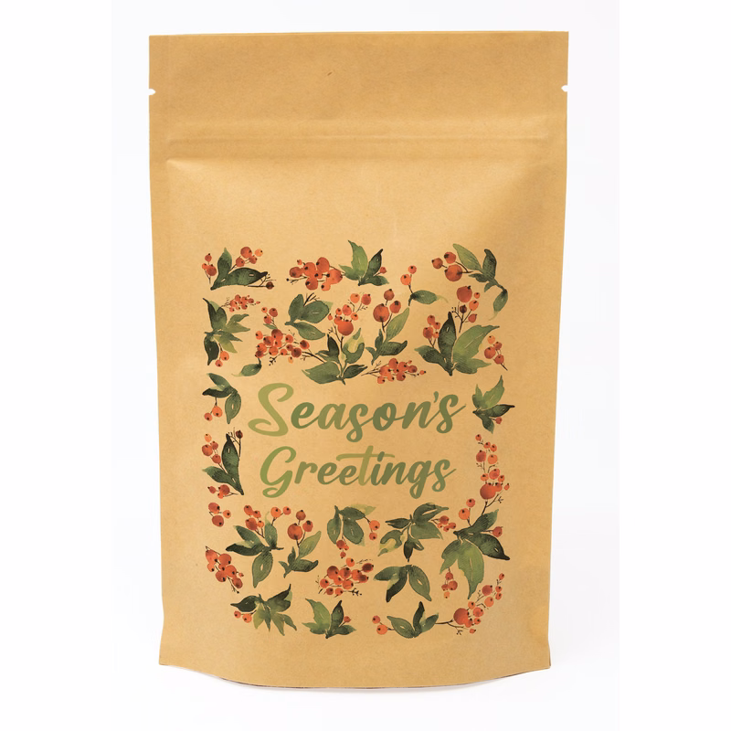 Holly Predesigned Kraft Barrier Pouch (5"W x 8"H x 2.5"D)