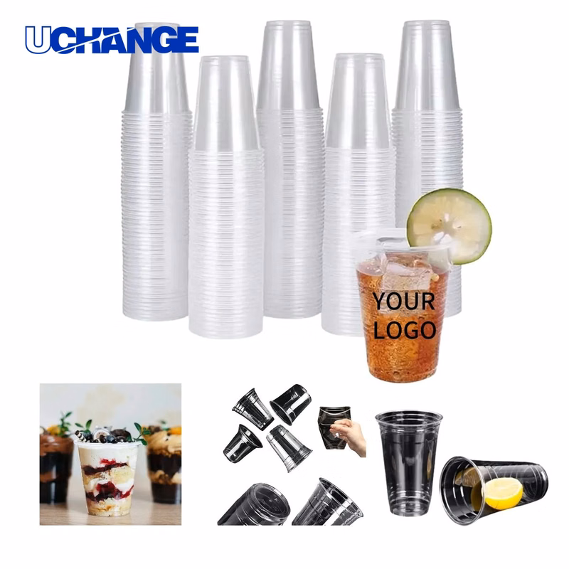 PET Plastic Disposable Cup Drinkware 12oz Clear Design