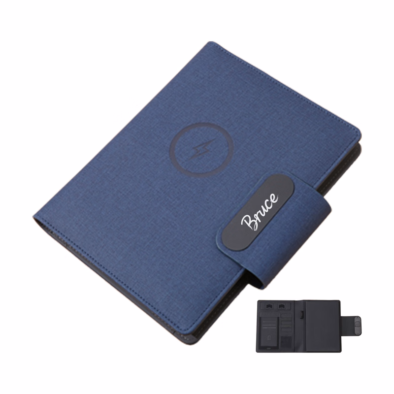 PU Leather Padfolio Folder w/ Wired Charging