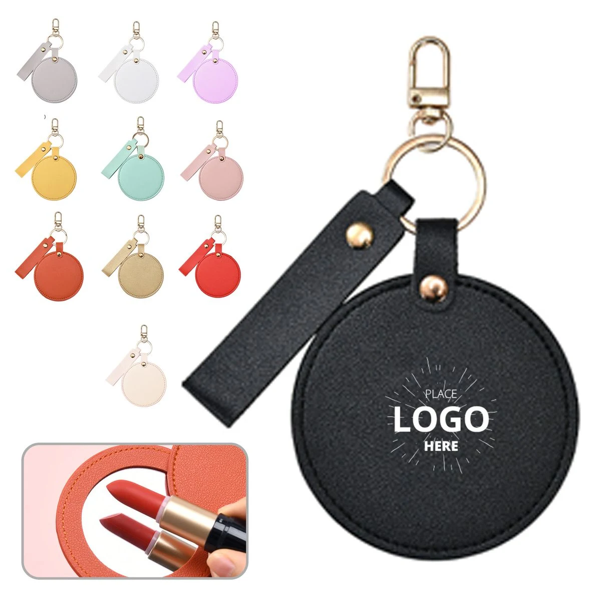 PU Leather Keychain Compact Mirror 1