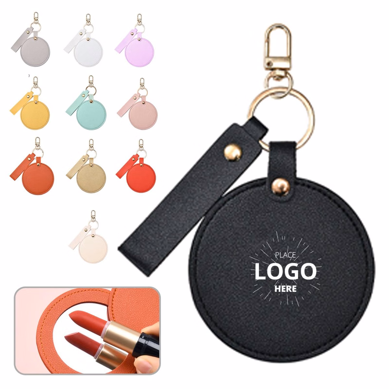 PU Leather Keychain Compact Mirror