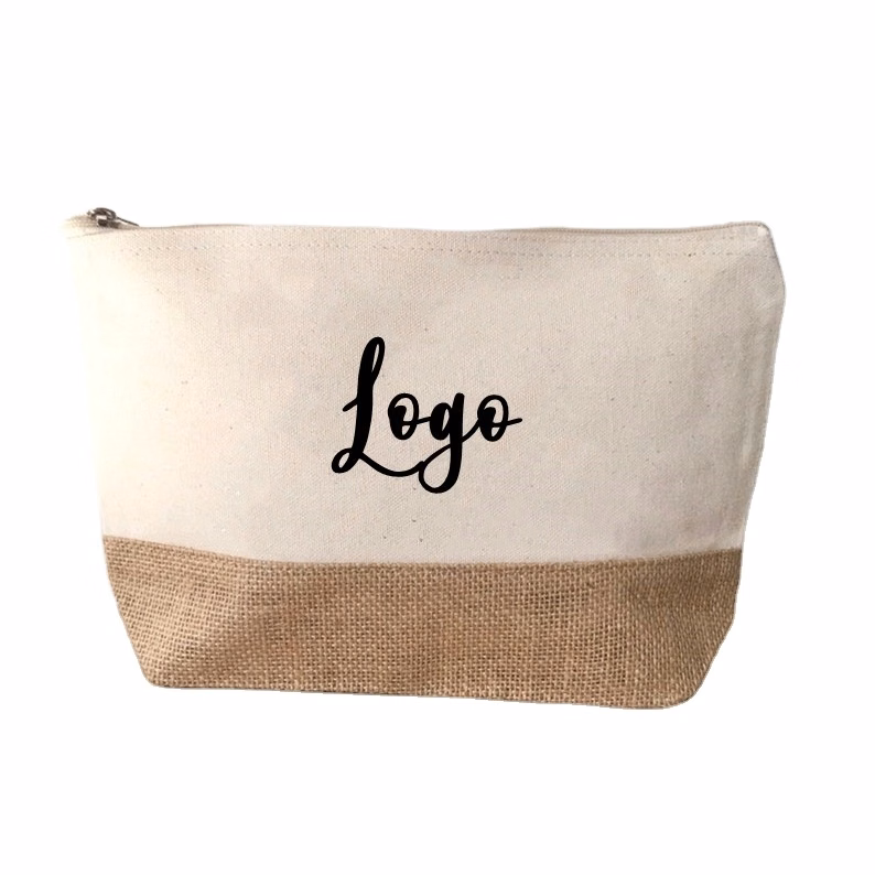 Hotel gifts jute canvas zipper pouch