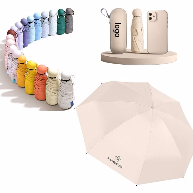Pongee Fabric Five-Fold Capsule All-Weather Umbrella