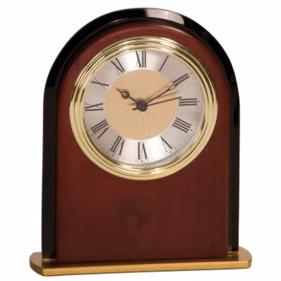 6 1/2" Mahogany/Black/Gold Mahogany Finish Arch Clock