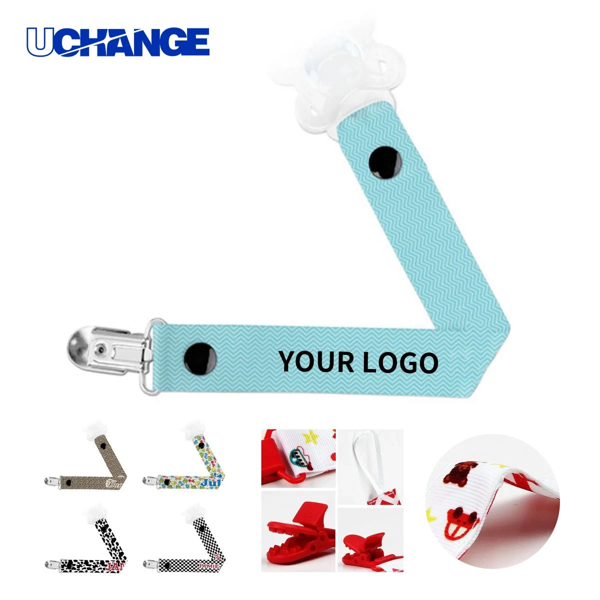 Pacifier Strap Holder Plastic Teeth Metal Clip 1