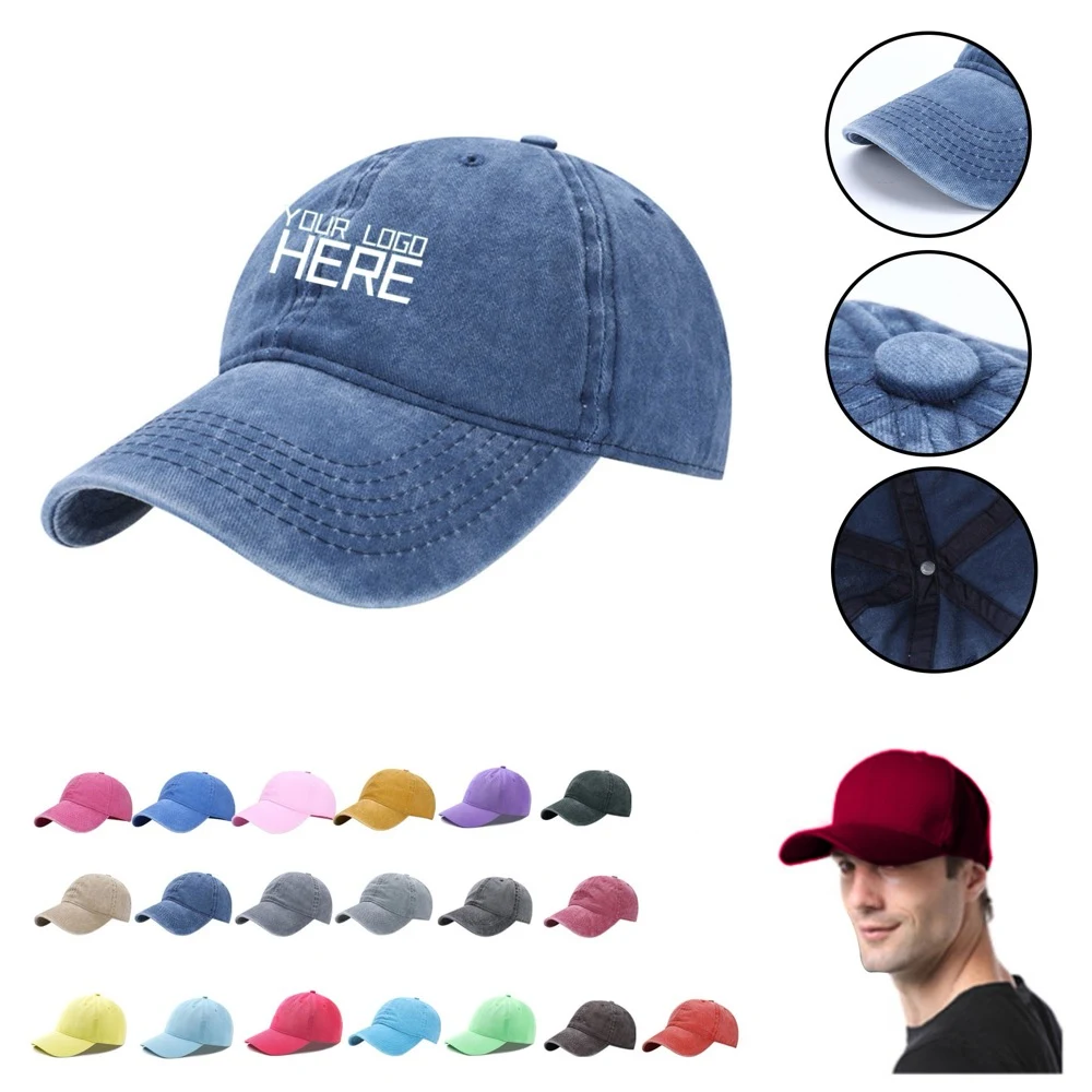 Washed Plain Baseball Cap 1