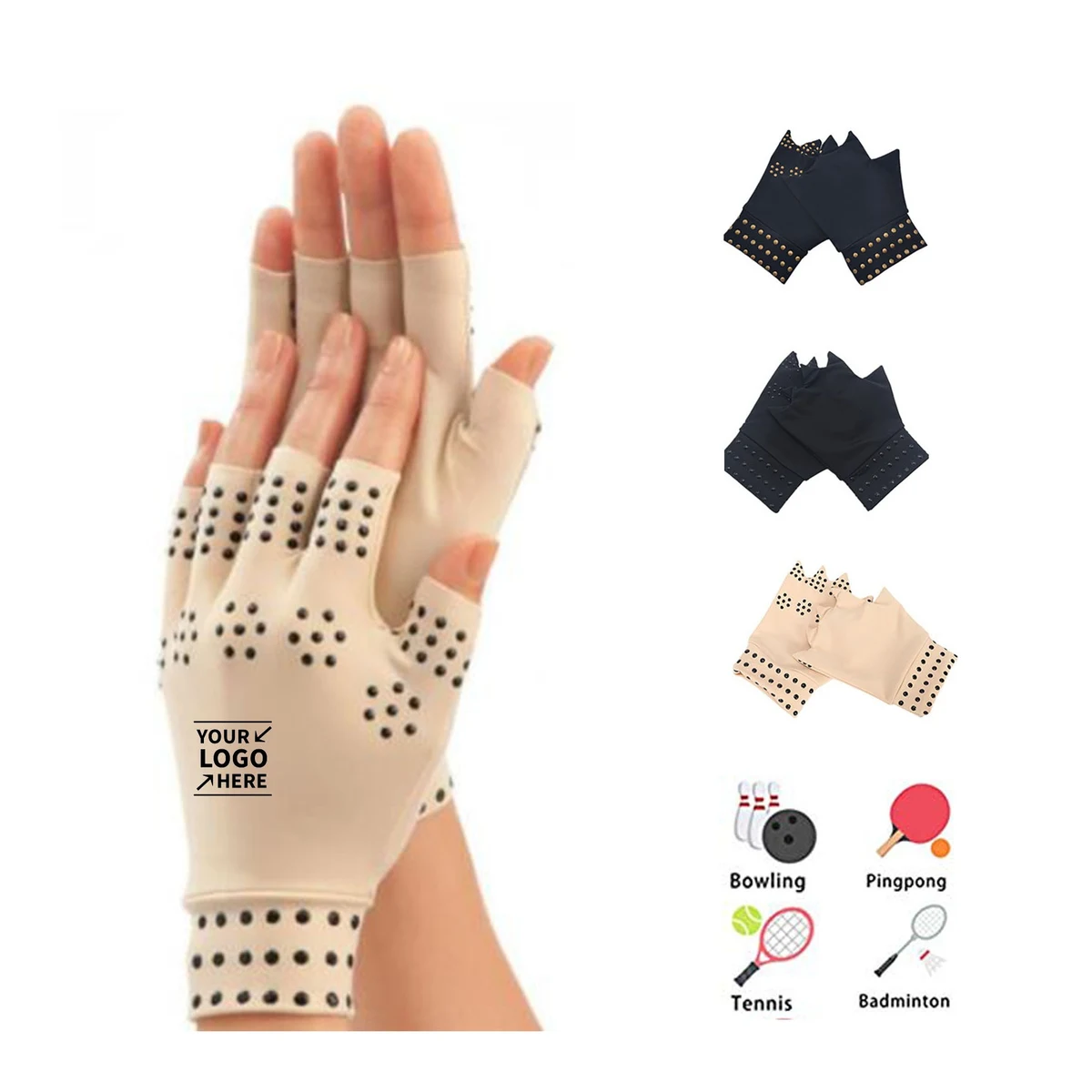 Magnetic Anti-Arthritis Therapeutic Therapy Fingerless Glove 1