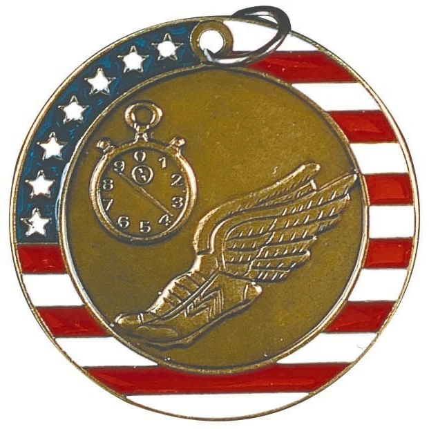 Track Stars & Stripes Medal, 2" 1