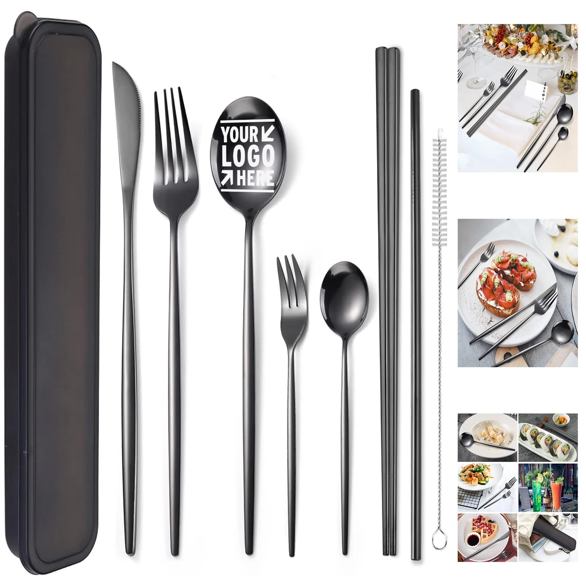 8 Pieces Stainless Steel Flatware Portable Reusable Cutlery Travel Utensils Set 1