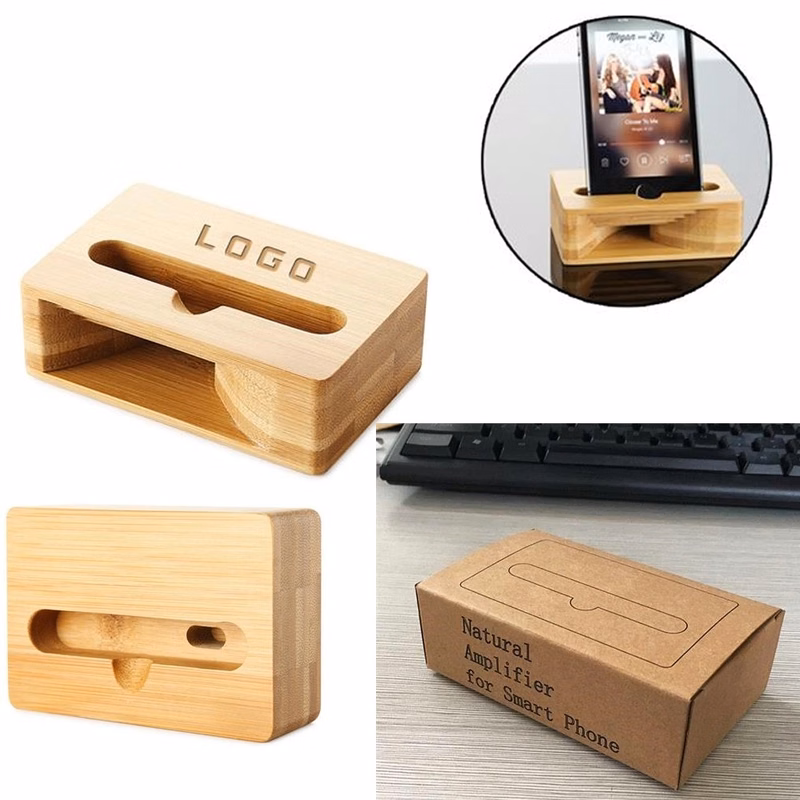 Natural Bamboo Wooden Desktop Mobile Phone Holder