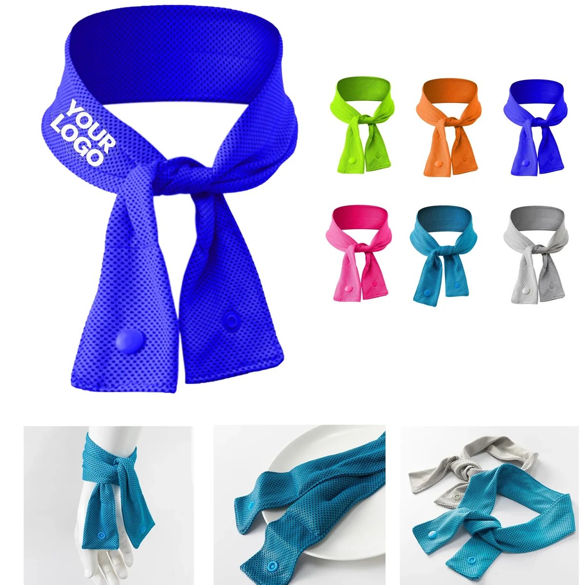 Mesh Scarf Neck Wrap Evaporative Cooling with Snap B 1