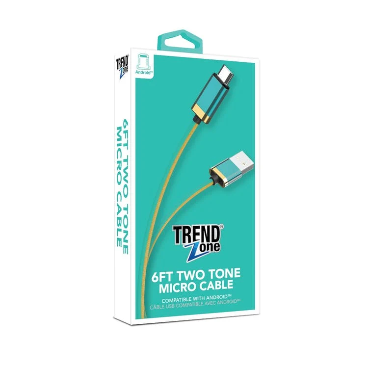 Micro USB Charging Cable - 2-Tone Gold Trim 6' 1