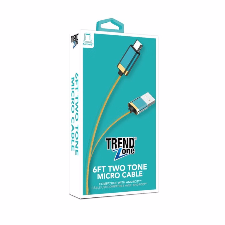 Micro USB Charging Cable - 2-Tone Gold Trim 6'