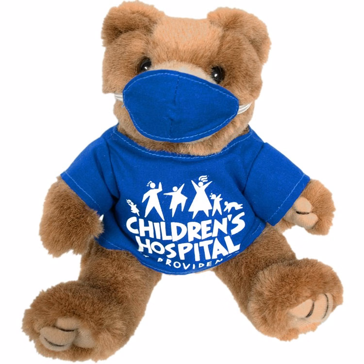 8" Royal Scrub Bear with one color imprint