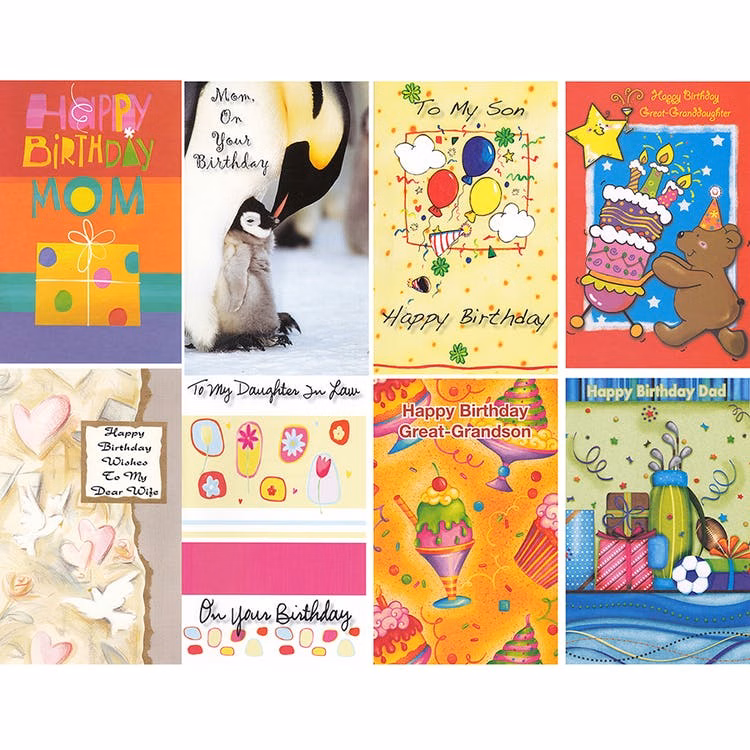 Family Birthday Cards - Assorted 5"x7.75"