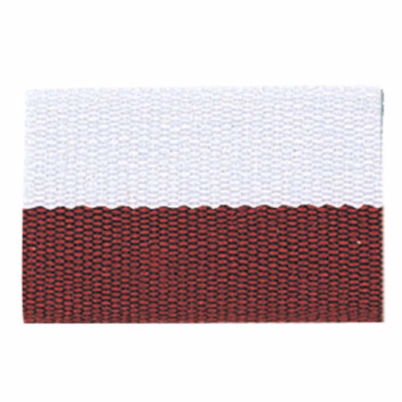 Maroon/White "V" Neck Ribbon with Clip, 1 1/2" wide