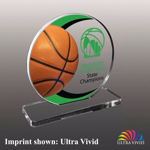 Basketball Themed Acrylic Award - Ultra Vivid Color