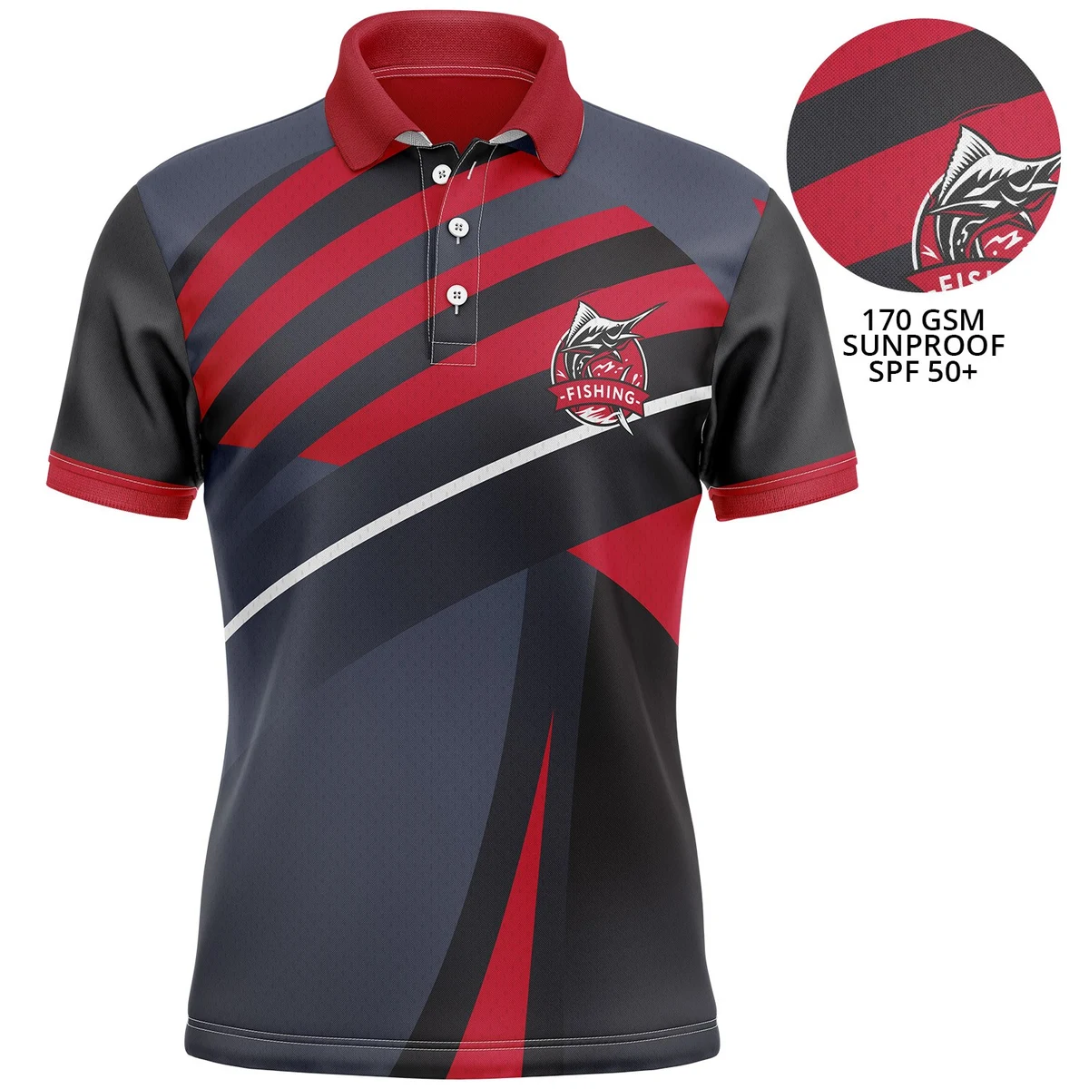 Unisex 170 GSM Sunproof UPF 50+ Breathable Fishing Polo Shirt 1