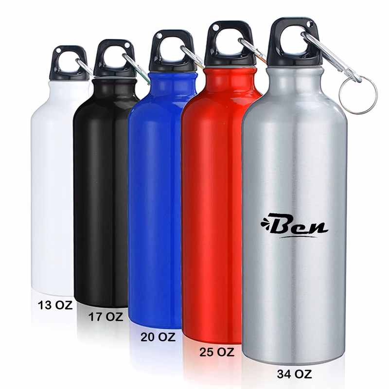 13/17/20/25/34 Oz. Aluminum Water Bottle w/Carabiner