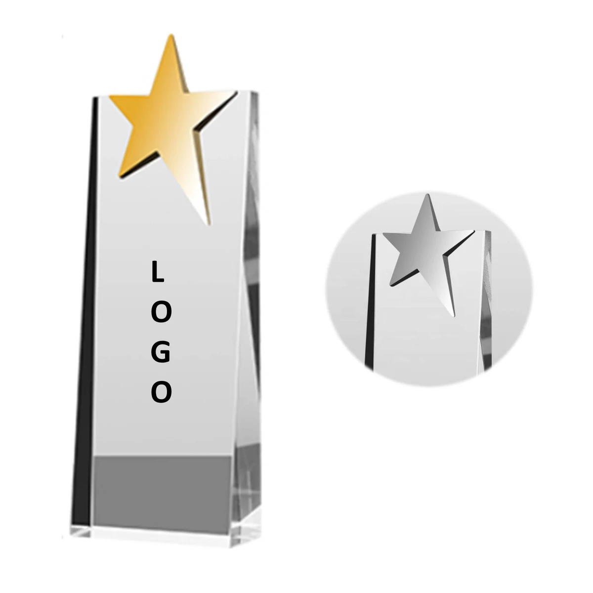 Creative Gold Plated Star Award Crystal Trophy 1