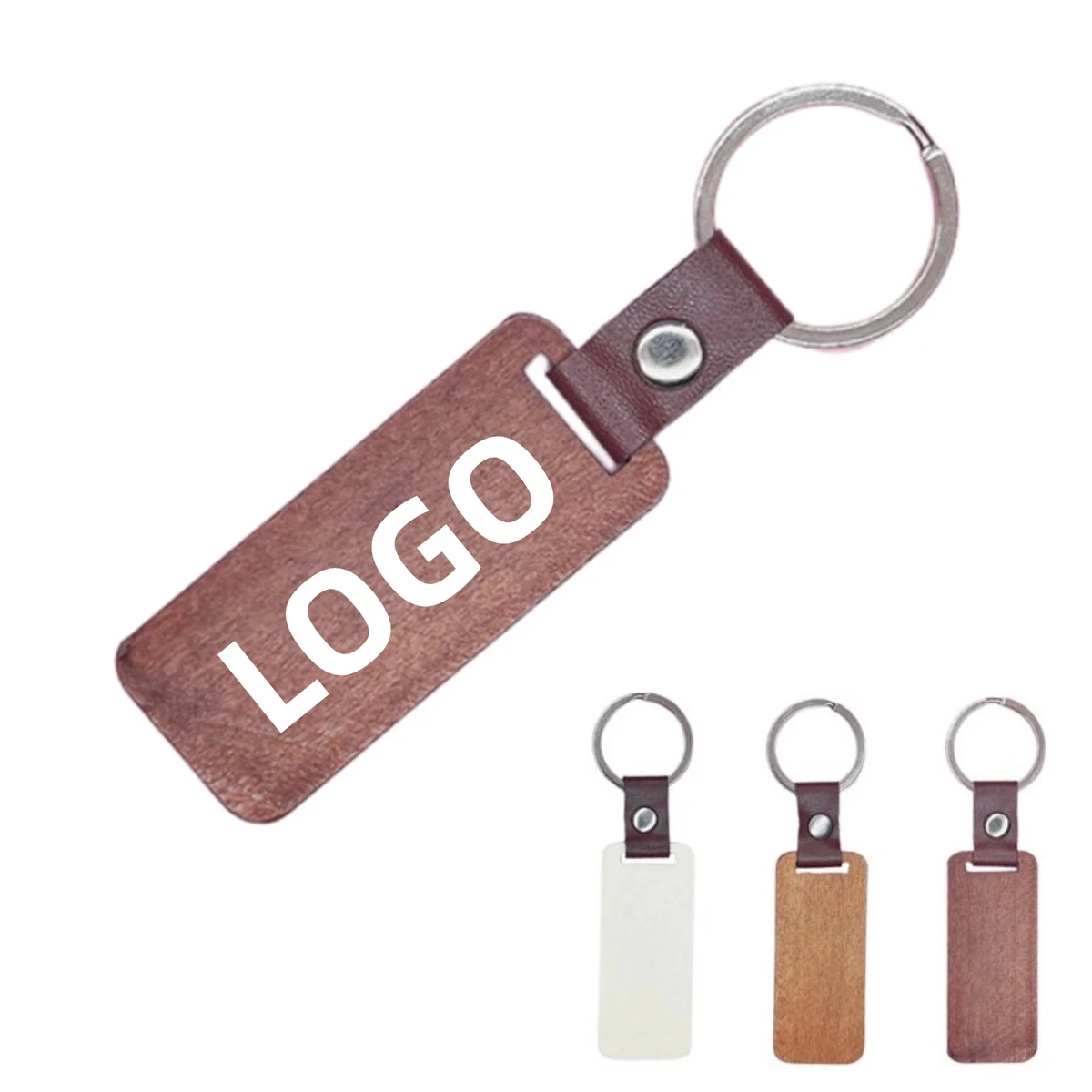 Wooden Key Tag with Leather Strap 1