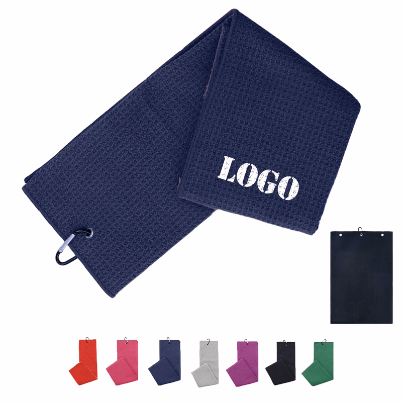 24"x16" Microfiber Waffle Golf Towel With Carabiner Clip