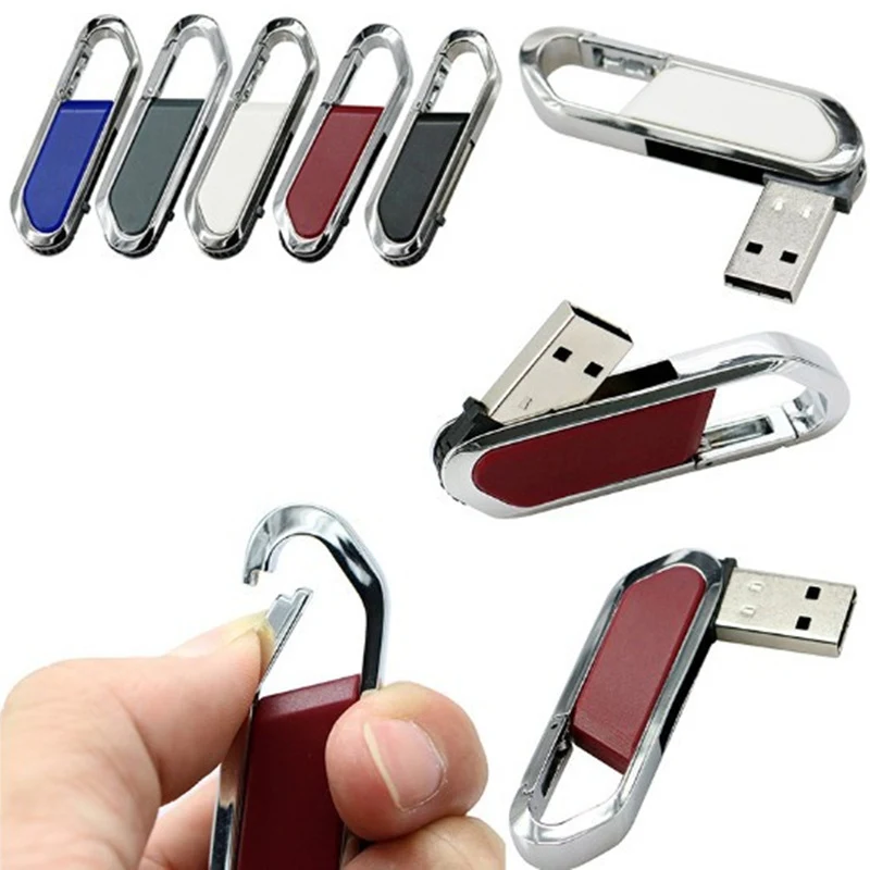 2GBCarabiner USB Drive With Metal Rim And Capless Push/Retract 1