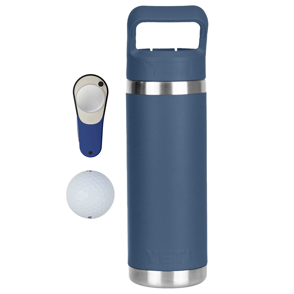 18 Oz YETI® Rambler SS Water Bottle, Srixon® Golf Balls & Pitchfix® Icon Divot Tool Gift Set 1
