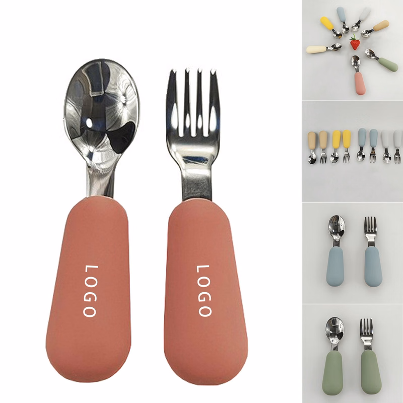 Kids Silverware With Silicone Handle Spoons And Forks Set