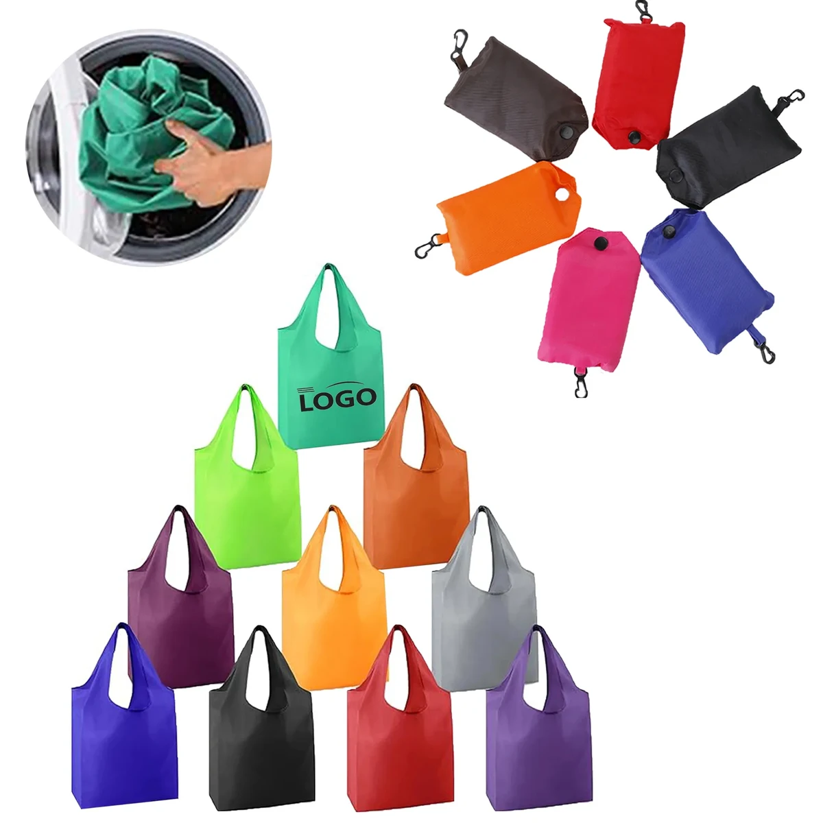 Multi-Color Waterproof Foldable Shopping Bag, custom tote bag with logo imprint 1