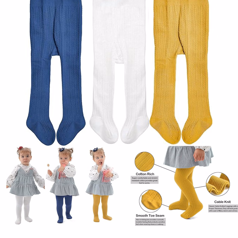 Newborn Baby Girls Tights Cable Knit Cotton Leggings Stockings Pantyhose