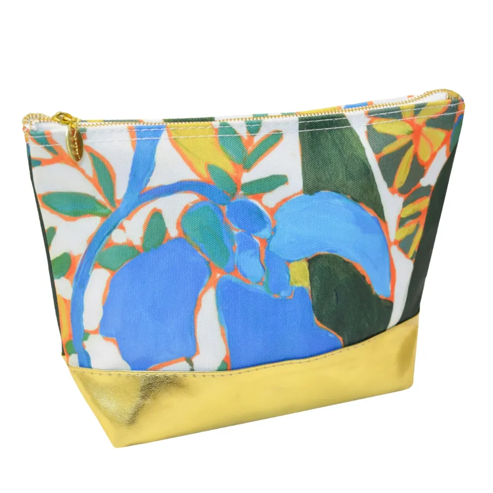 Canvas Cosmetic Pouch with Gold Metallic Boot 1
