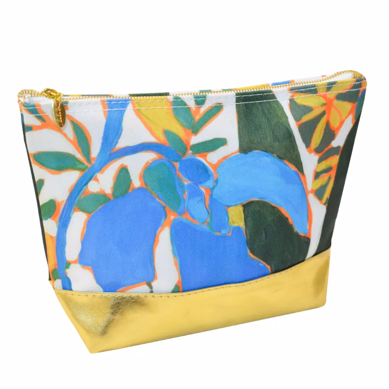 Canvas Cosmetic Pouch with Gold Metallic Boot