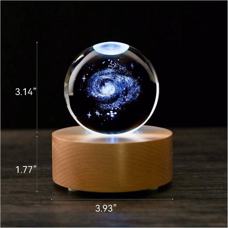 Bluetooth-Enabled Crystal Night Light with Solid Wood Base