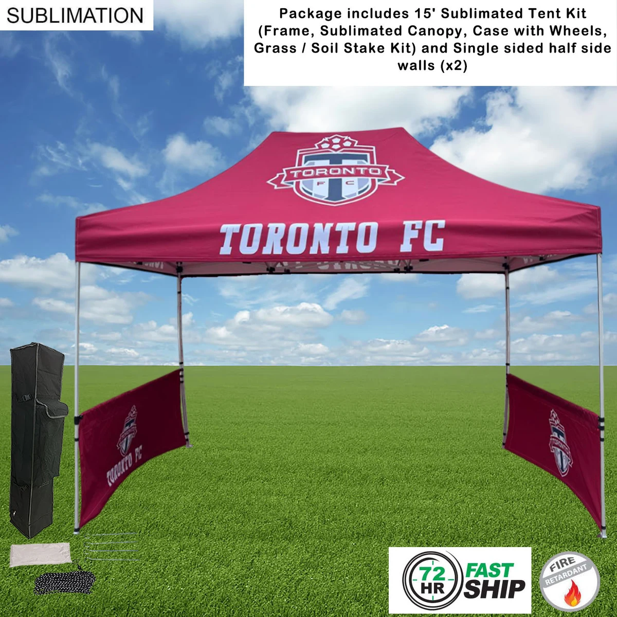 72Hr Fast Ship - Tent Sidewalls Package, 15' Sublimated Tent Kit and 2 Half single sided sidewalls 1