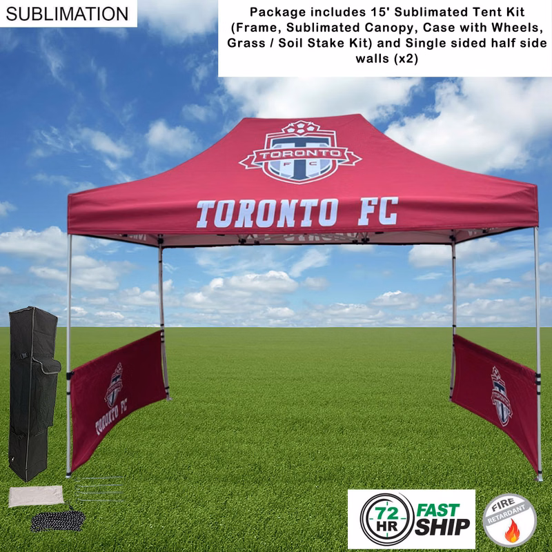 72Hr Fast Ship - Tent Sidewalls Package, 15' Sublimated Tent Kit and 2 Half single sided sidewalls