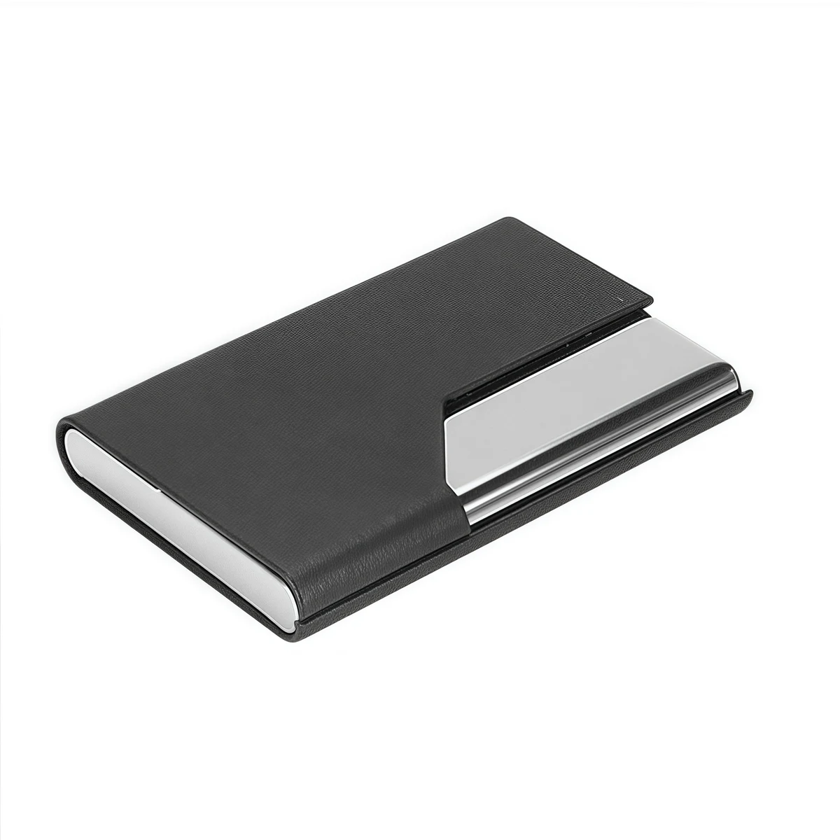 Portable Card Holder Metal Business Name Card Case Gift Promotional Stainless Steel PU Namecard Box 1