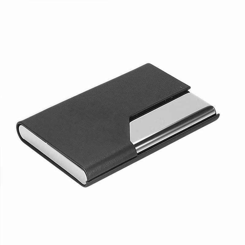Portable Card Holder Metal Business Name Card Case Gift Promotional Stainless Steel PU Namecard Box