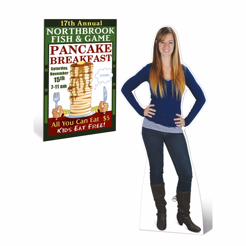 Custom Size Life Size White Corrugated Plastic Stand-Outs (3 1/2' x 6-1/2')