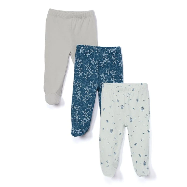Baby Footed Pants - Blue 9 Months 3 Pack 1