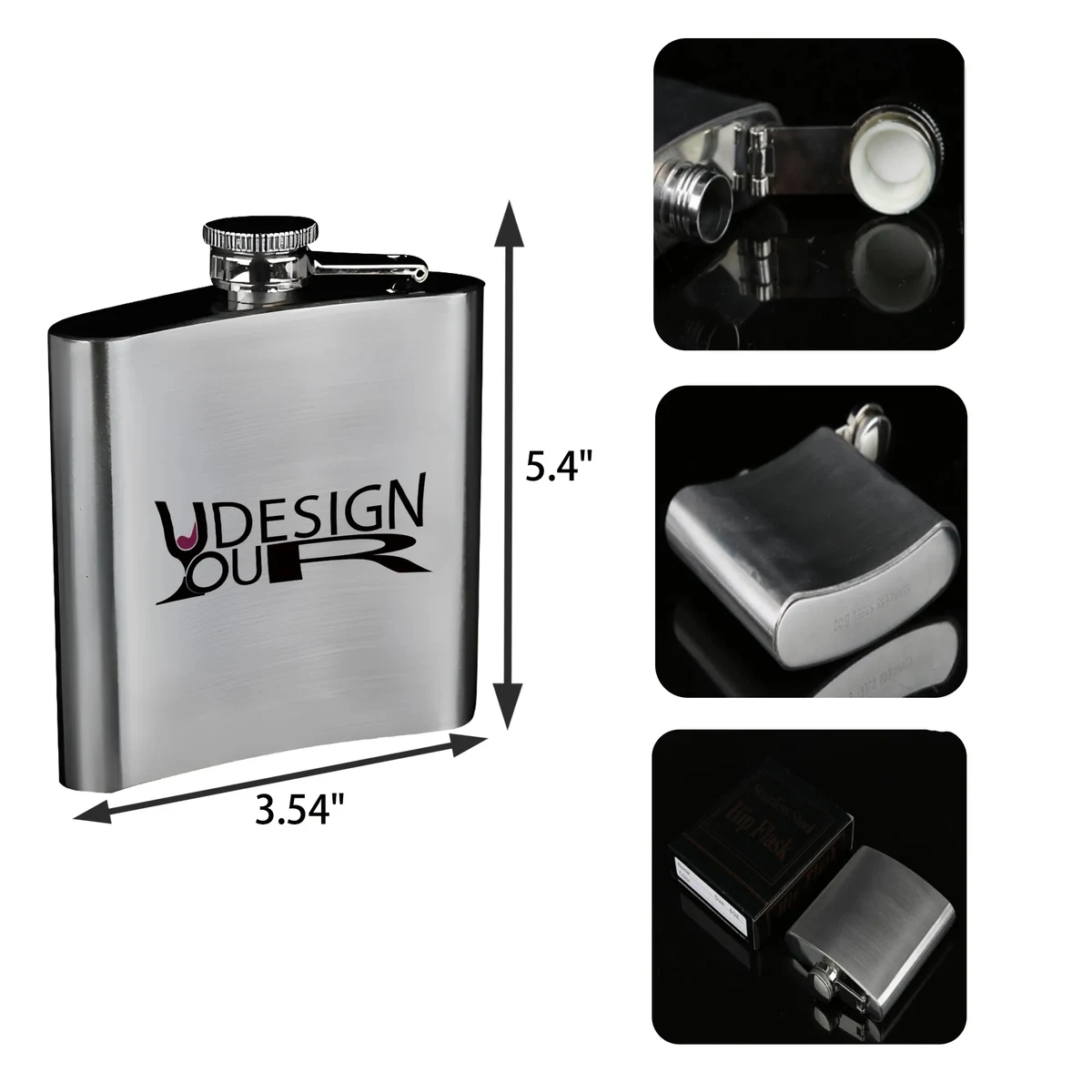 MOQ 20 PCS 8 OZ Stainless Steel Hip Flask 1