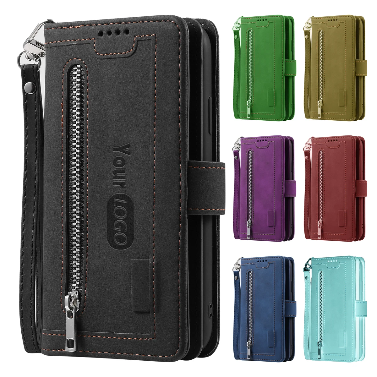 Leather Multifunctional Wallet Case With Zipper Pocket And Card Slots 1
