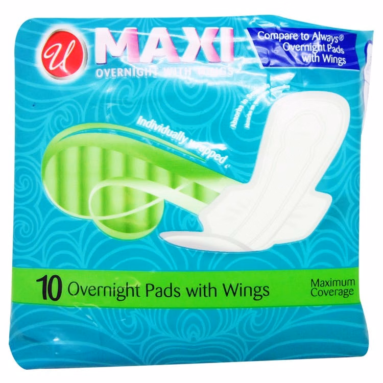 Maxi Pads with Wings - Overnight 10 Pack